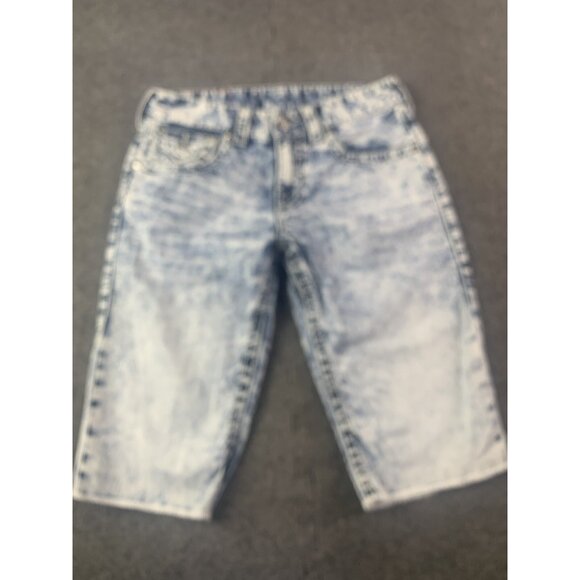 True Religion Straight Mens 100% Cotton Acid Washed Cut Off Shorts Size 30 Blue - Picture 2 of 9